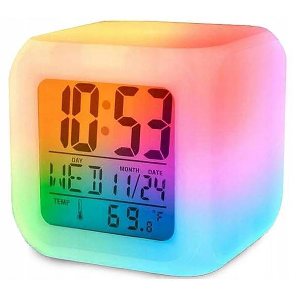 Relógio despertador com 7 Cores LED (2)