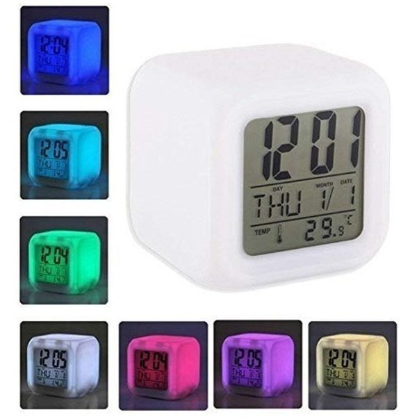 Relógio despertador com 7 Cores LED