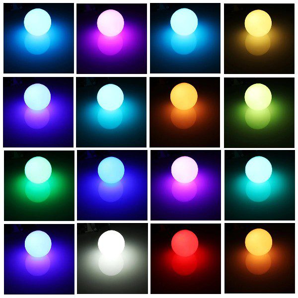 Lâmpada LED colorida com comando (1)