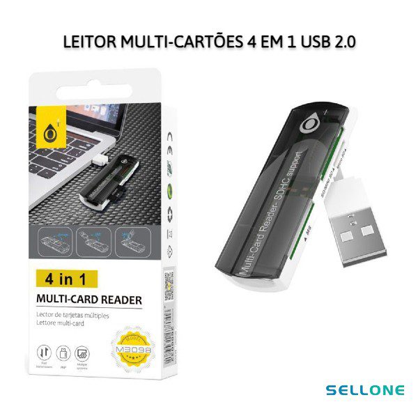Leitor Multi-Cartões 4 em 1 USB 2.0