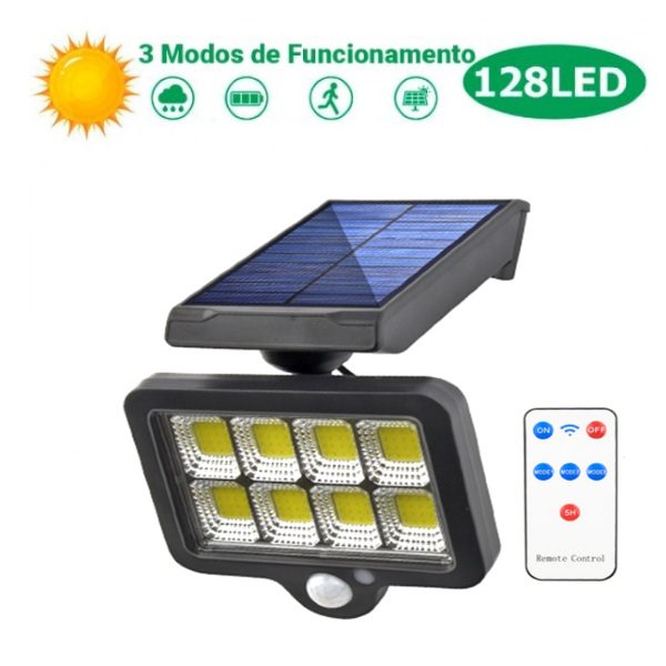 Lâmpada Solar LED de Parede com Sensor Movimento e Comando (1)