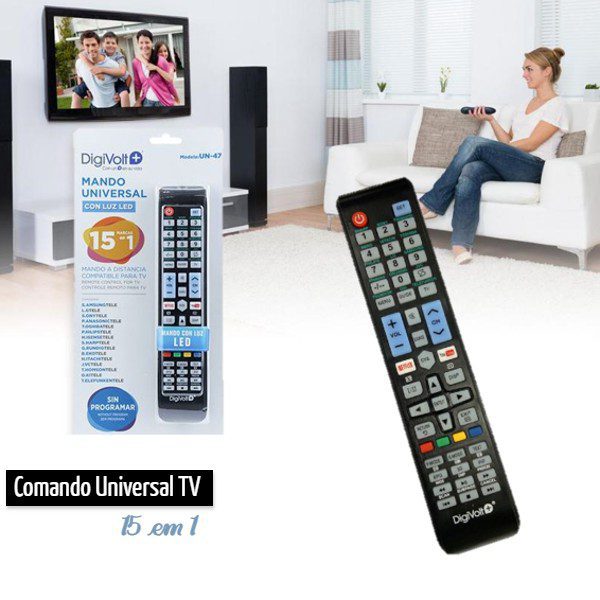 Comando Universal TV 15EM1 - SELLONE - Eléctrónica, Brinquedos, Casa,  Saúde, Fitness e Utilidades