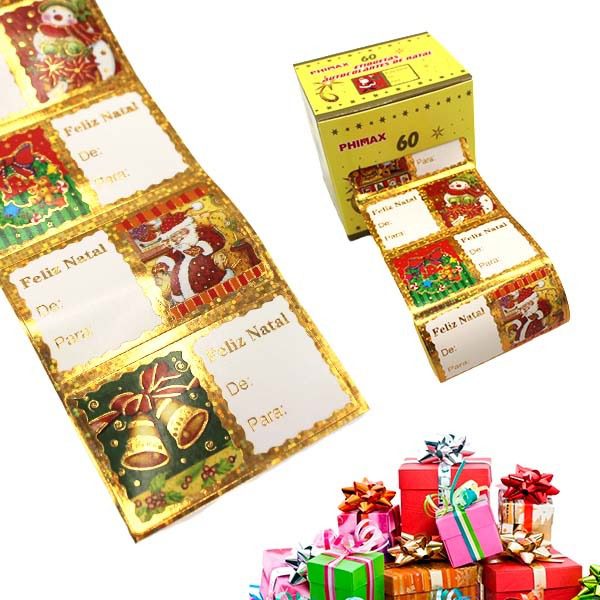 Pack 60 Etiquetas Sortidas Adesivas para Presente de Natal (2)
