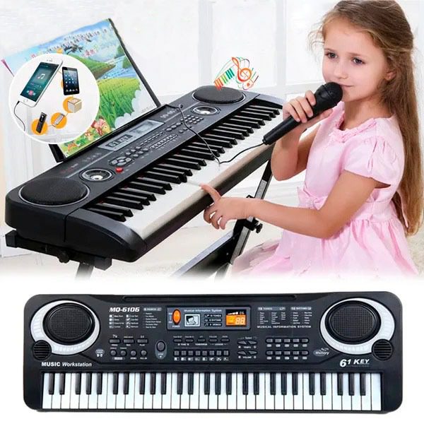 Piano Eletrónico Infantil Multifuncional com Microfone