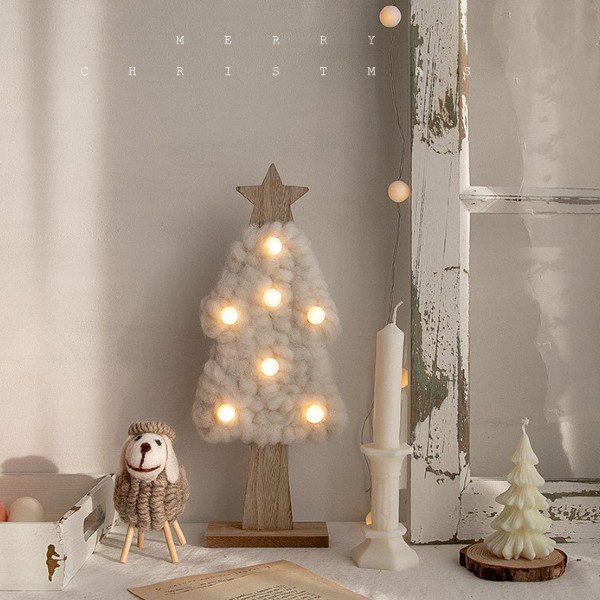 Árvore de Natal Decorativa Luminosa de Lã 32cm (1)