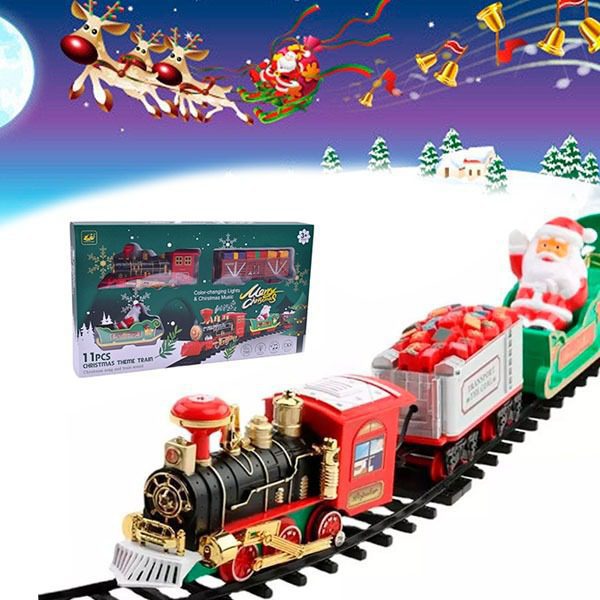 Comboio de Natal com Luzes E Música de Natal 11 Peças