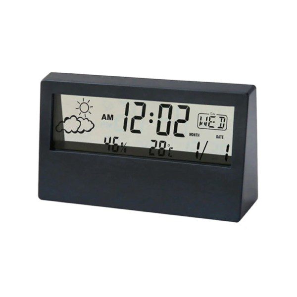 Relógio Digital LCD Multifuncional com Temperatura e Humidade