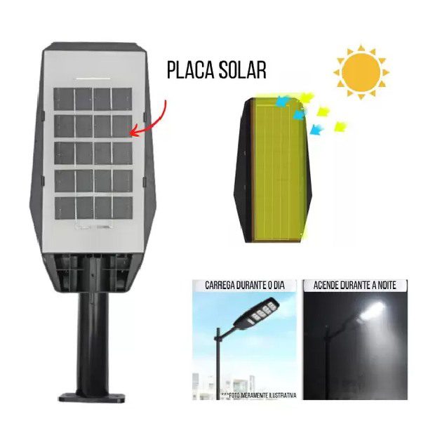 Lâmpada Solar de Rua 300W com Sensor de Movimento e Comando (3)