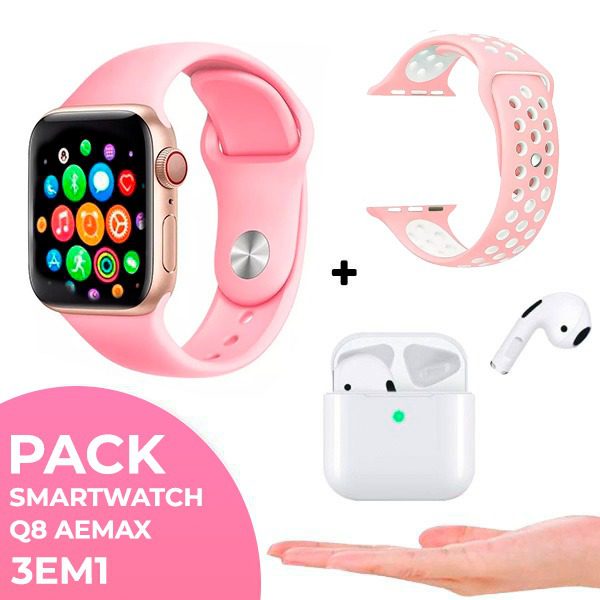 Pack Smartwatch Q8 AEMAX 3EM1 Rosa