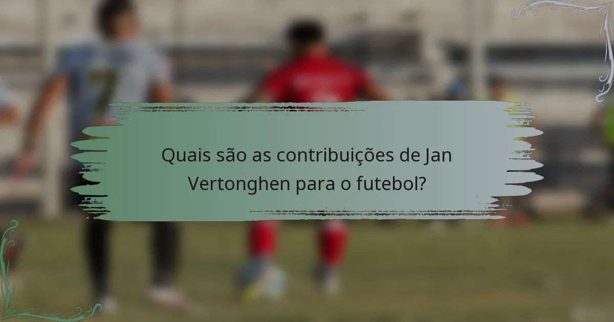 Quais são as contribuições de Jan Vertonghen para o futebol?