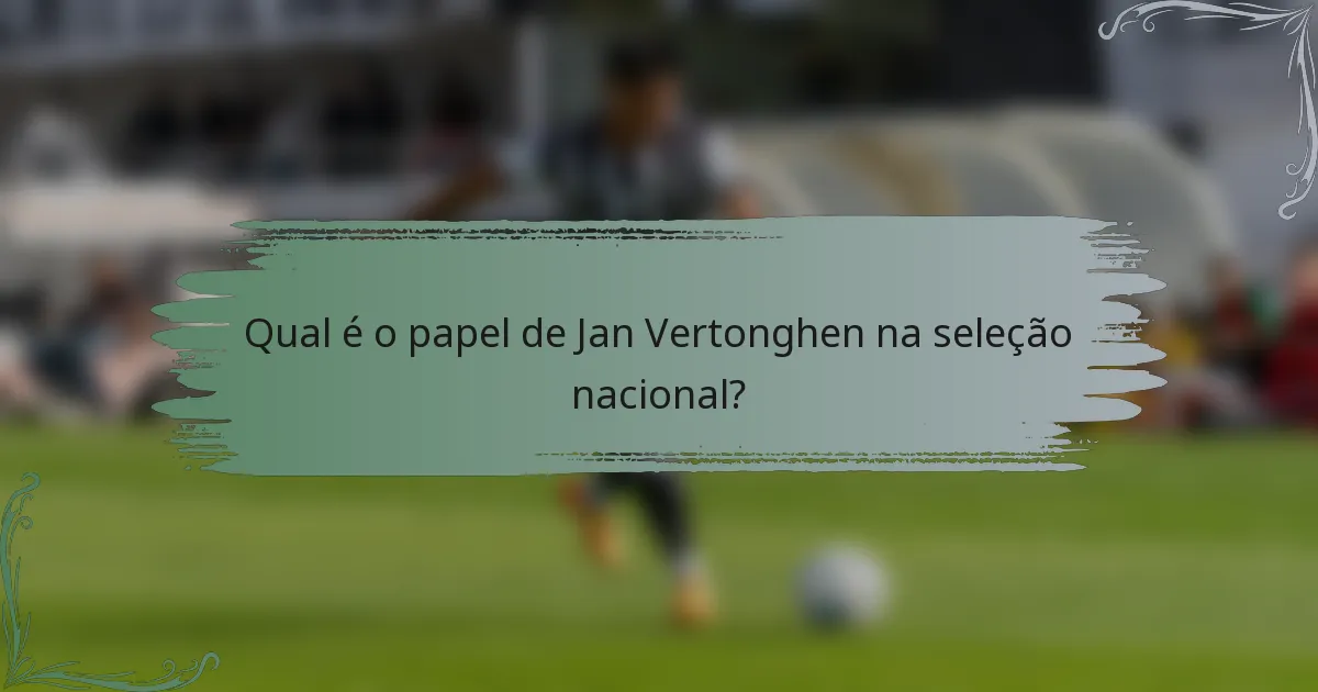 Qual é o papel de Jan Vertonghen na seleção nacional?